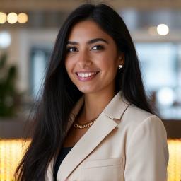 Portrett av Amal Ahmed, en vennlig kundeservicemedarbeider som lytter og smiler, muligens med en notebok