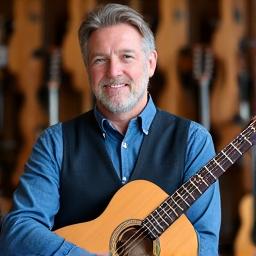 Portrett av Erik Svendsen, en erfaren butikksjef i en instrumentbutikk, med et vennlig smil