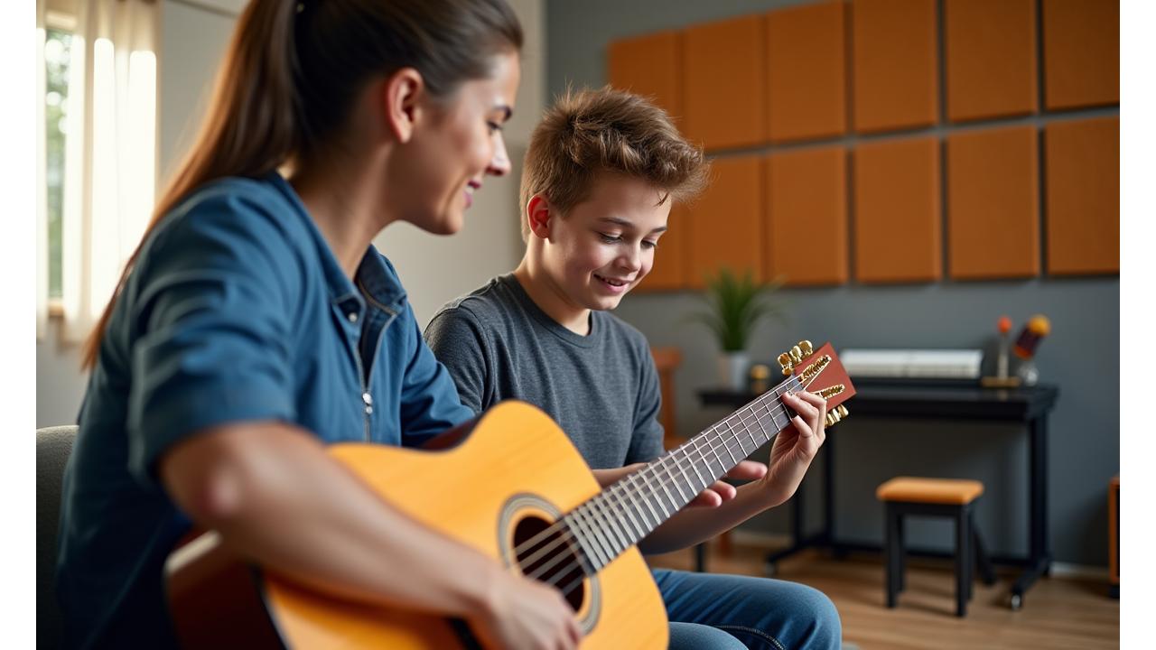 Video av en interaktiv musikkundervisningsøkt med en student og en lærer i et moderne studio i Oslo.